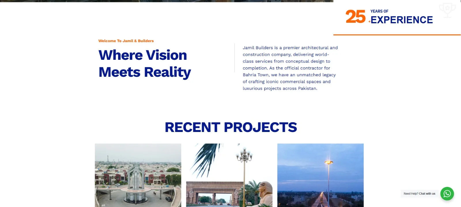 Where Vision Meets Reality section with recent Bahria Town projects